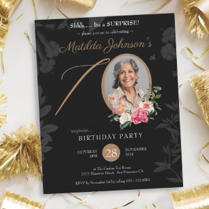 Papier Black Gold Surprise 70th Birthday Party Invitation