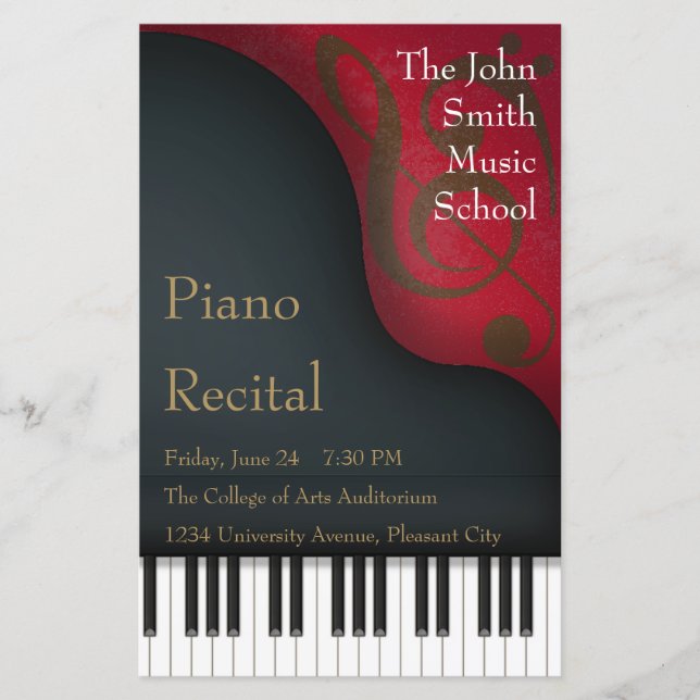 Papier Black Grand Piano Considérant Poster &.Concert Pro (Devant)