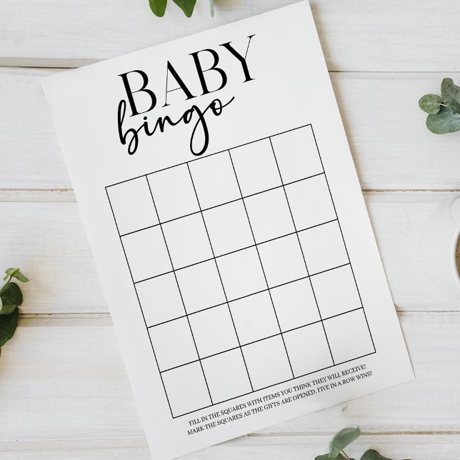 Papier Black Modern Simple Double Sided Baby Shower Game (Créateur téléchargé)
