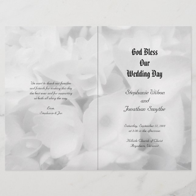 Papier Black n White Catholique Cérémonie de mariage Prog (Devant)