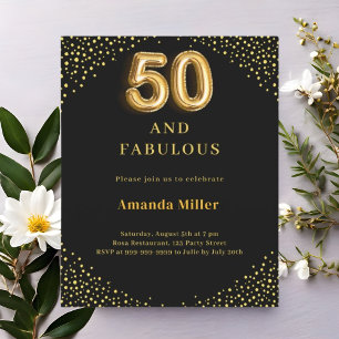 Papier Black or 50ème fabuleuse invitation anniversaire