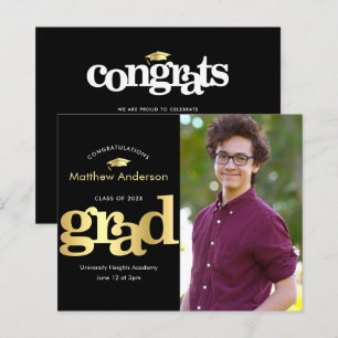 Papier Black or budget photo audacieuse invitation de gra