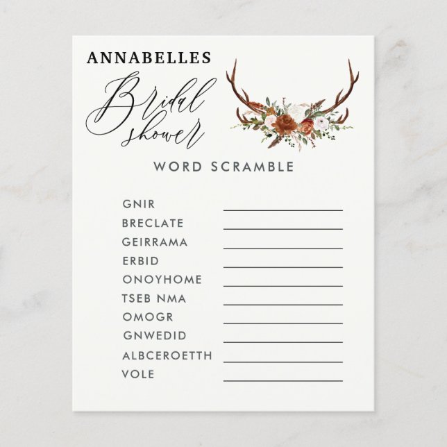 Papier Black rouille fleurie rustique jeu de douche nupti (Devant)