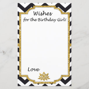 Papier Black White Chevron souhaite à la fille d'annivers