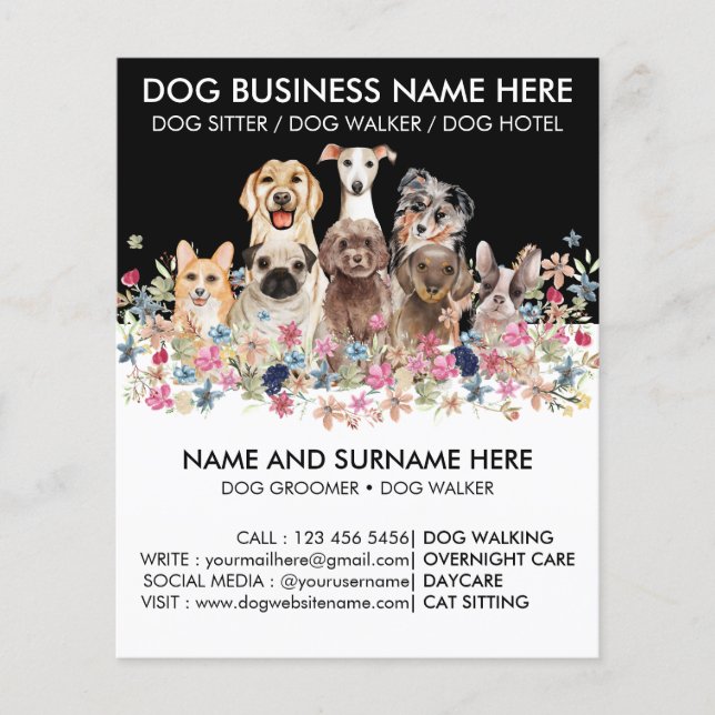 Papier Black White Chien Walker Animaux de compagnie Sitt (Devant)