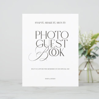Papier Black & White Modern Classic Photo Guest Book Sign