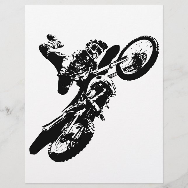 Papier Black White Pop Art Motocross Motorcyle Sport (Devant)