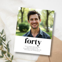 Black & White Quarante 40e Invitation anniversaire