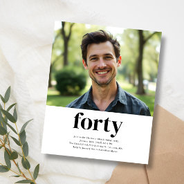 Papier Black & White Quarante 40e Invitation anniversaire