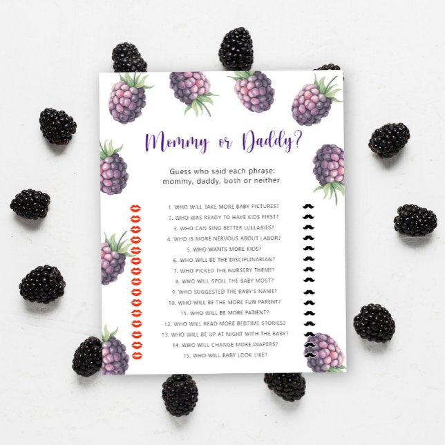 Papier Blackberry - jeu de baby shower maman ou papa (Créateur téléchargé)