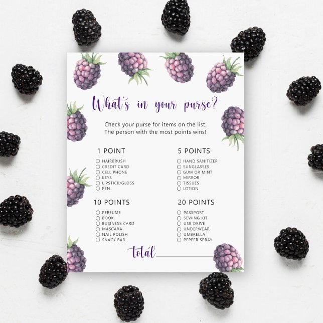 Papier Blackberry - Qu'y a-t-il dans votre jeu de baby sh (Créateur téléchargé)