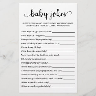 Papier Blagues de bébé Jeu de Baby Shower avec réponses