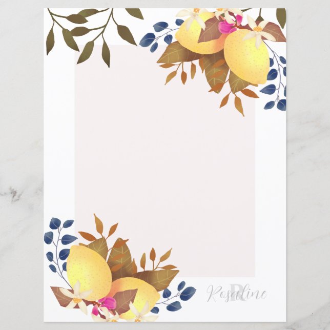 Papier blanc citron chic monogramme (Devant)