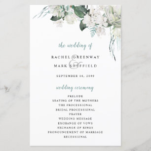 Papier Blanc Floral Dusty Blue Sage Green Wedding Program