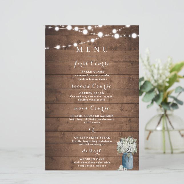 Papier Blanc Floral Rustique Élégant Lumières Mariage en  (Debout devant)