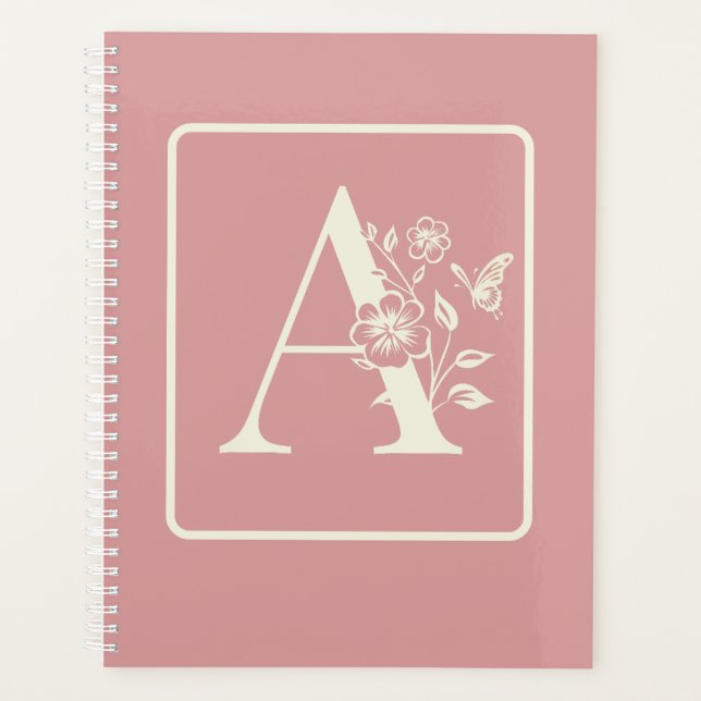Papier blanc pêche monogramme initiales nom minima (Devant)
