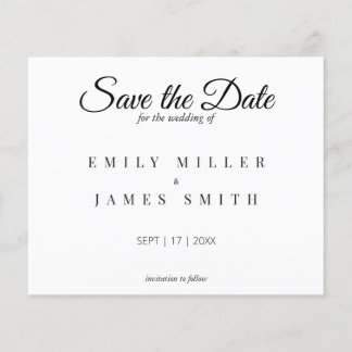 Papier Blanc simple Enregistrer la date Mariage budget