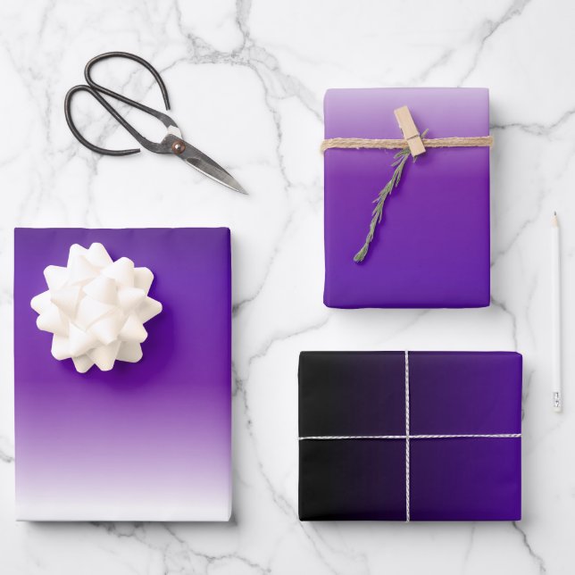 Papier blanc violet noir à envelopper noir (Recto)