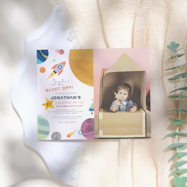 Papier Blast Off budget ! Photo de la fête d'anniversaire (Créateur téléchargé)