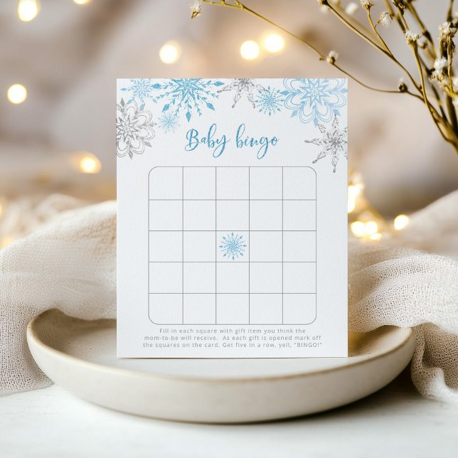 Papier Bleu argent snowflèches bébé jeu de bingo (Créateur téléchargé)