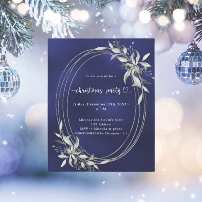 Papier Bleu argent vert invitation Noël fête (Créateur téléchargé)