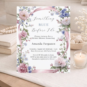 Papier Bleu avant de faire floraux Invitation de douche n
