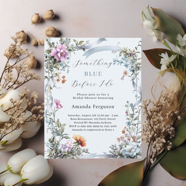 Papier Bleu avant de faire rose invitation de douche nupt (Créateur téléchargé)