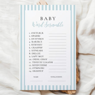 Papier Bleu Baby shower Mot Début