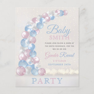 Papier Bleu Balloon Arch Baby Genre Reveillez Invitation