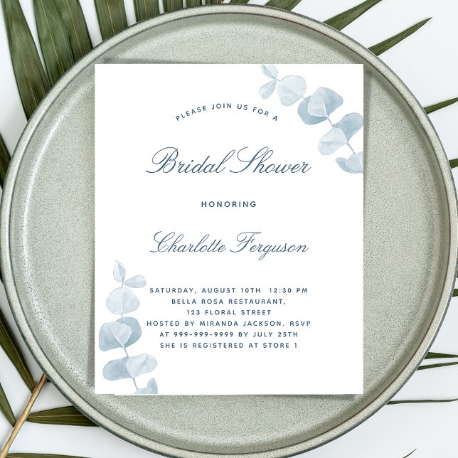 Papier Bleu blanc poussiéreux douche nuptiale invitation  (Créateur téléchargé)