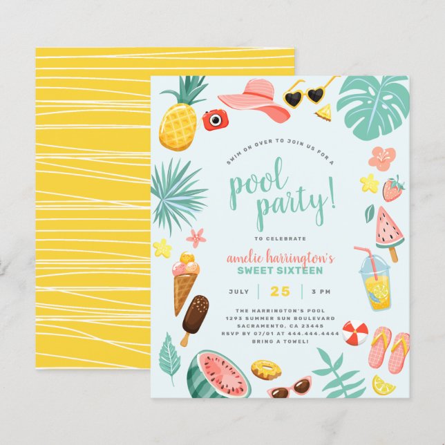 Papier Bleu | Budget Pineappy Tropical Pool Party (Devant / Derrière)