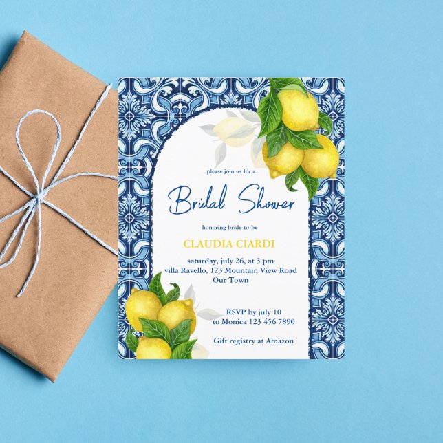 Papier Bleu citron Amalfi budget nuptiale douche invitati (Créateur téléchargé)