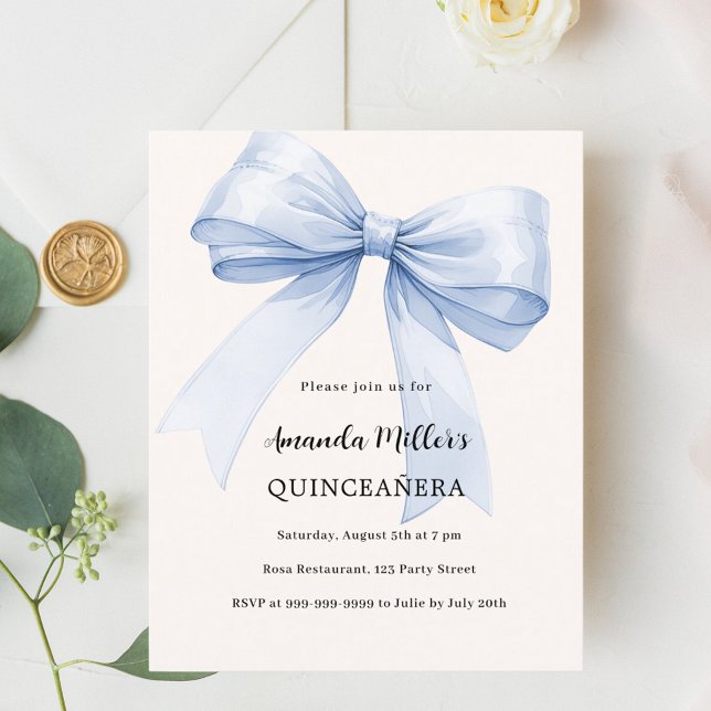 Papier Bleu crème élégante Quinceanera invitation (Créateur téléchargé)
