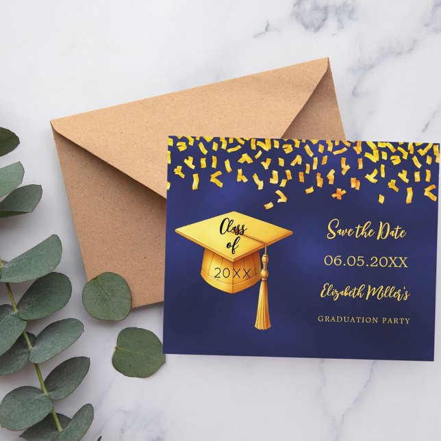 Papier Bleu de la marine Parti de graduation d'or Enregis (Créateur téléchargé)