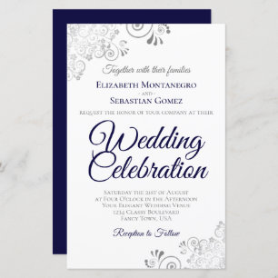 Papier Bleu de la Marine sur blanc BUDGET Mariage Inviter