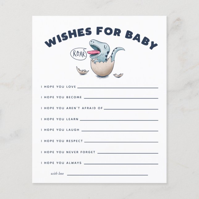 Papier Bleu Dinosaure Voeux pour Baby Card (Devant)