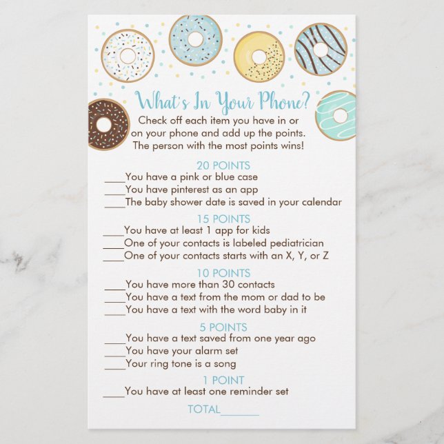 Papier Bleu Donut Qu'est-ce que dans votre jeu de douche  (Devant)