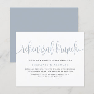 Papier Bleu Dusty Joli Brunch de répétition de calligraph
