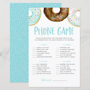 Papier Bleu et chocolat Donuts Baby shower Téléphone Jeu