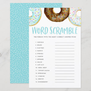 Papier Bleu et chocolat Donuts Baby Word Scramble Jeu