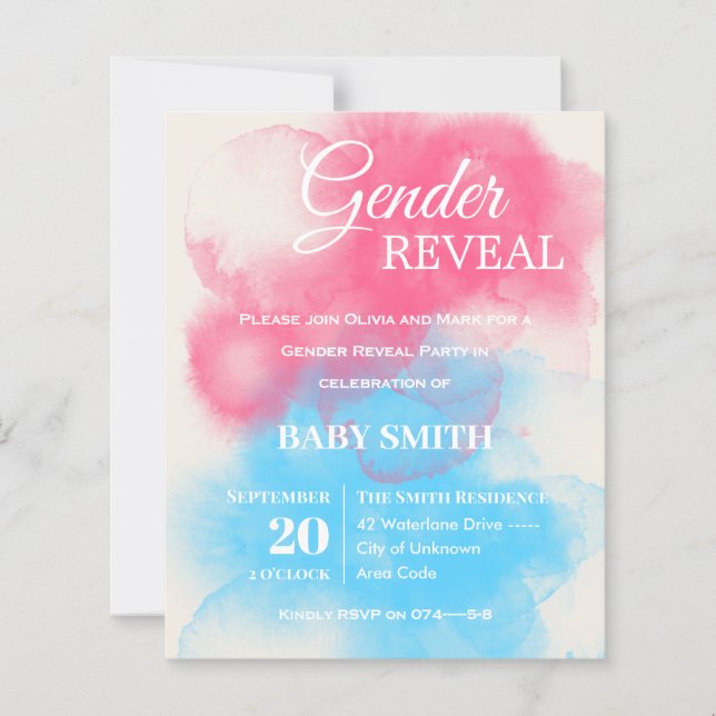 Papier Bleu et rose Splash Genre Reveillez Invitation (Devant)