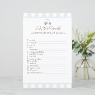 Papier Bleu golf bébé mot scrabble baby shower jeu