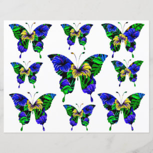 Papier Bleu jaune bleu bleu vert Motif papillon