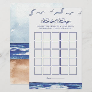 Papier Bleu Nautique Côtier Mer Bridal Bingo