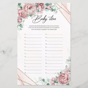 Papier Bleu rose pivoines or cadre verdure Baby Item