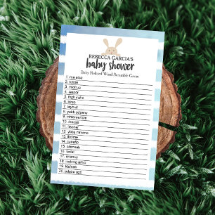 Papier Bleu Strip Bunny Baby shower Word Scramble Jeu