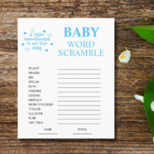 Papier Bleu Word Scramble Baby shower Jeu