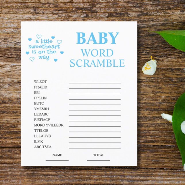 Papier Bleu Word Scramble Baby shower Jeu (Créateur téléchargé)