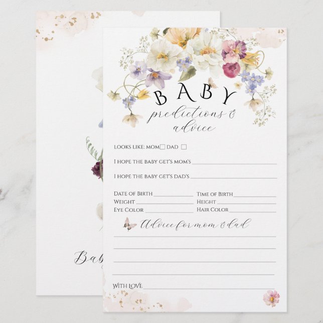 Papier Bloom Fleur sauvage Russe Baby shower jeu (Devant / Derrière)