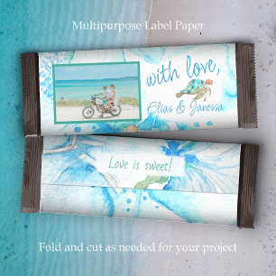 Papier Blue, Aqua Sea Turtle Mariage Candy Bar Wrapper